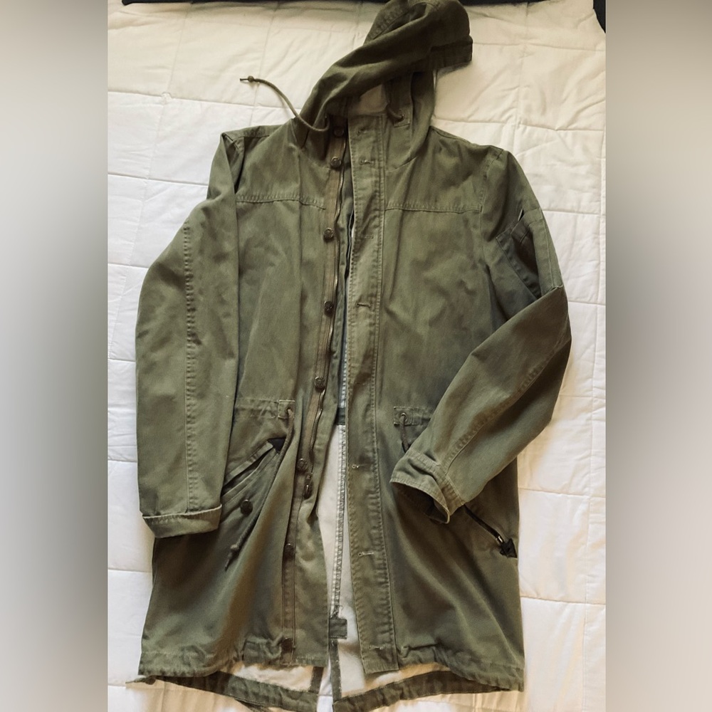 Weatherproof vintage Green utility jacket with hood size small